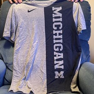 Nike Gray and Navy Michigan Men's Tee